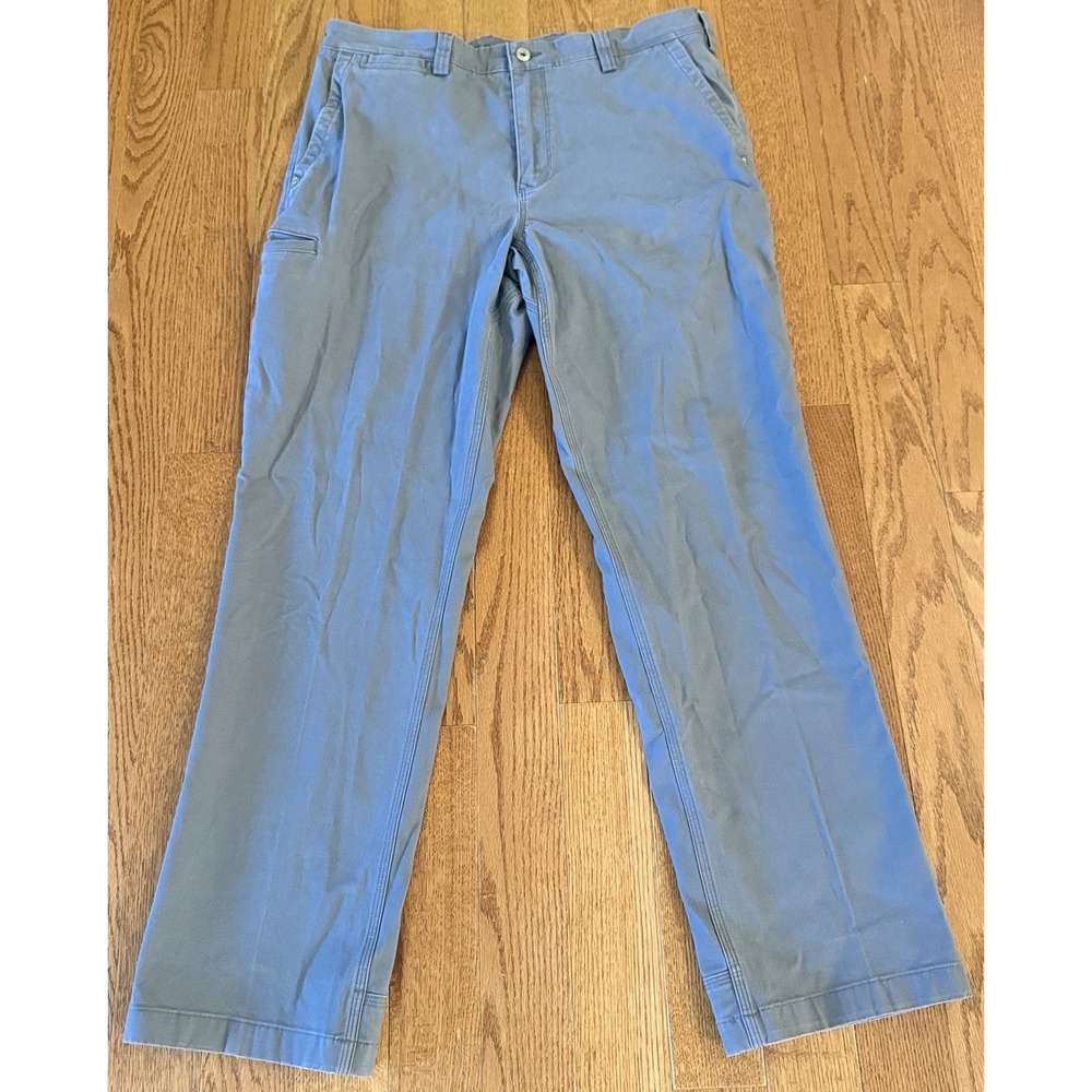 Duluth Trading Flex Ballroom Khakis Pants Mens 34x32 Gray 6 Pocket Work Relaxed